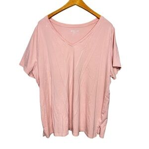 Ava & Viv Women’s Short Sleeve V-Neck T-Shirt Pink Size 3X